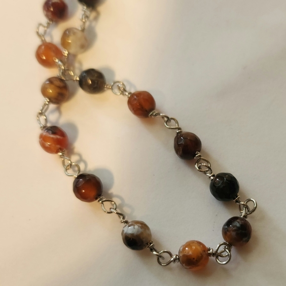 Orange and Brown Beaded Tassel Necklace - Picture 6 of 11